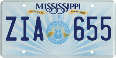 MS license plate ZIA655