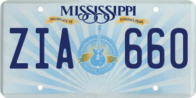 MS license plate ZIA660