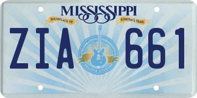 MS license plate ZIA661