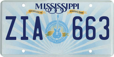 MS license plate ZIA663