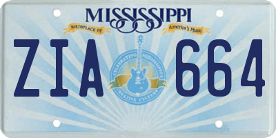 MS license plate ZIA664