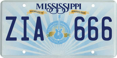 MS license plate ZIA666