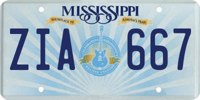 MS license plate ZIA667