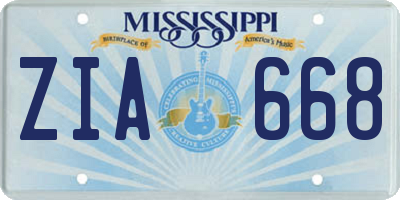 MS license plate ZIA668