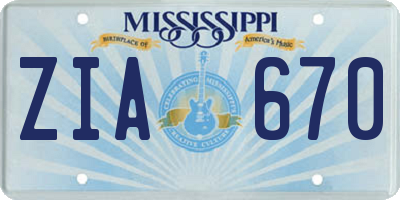 MS license plate ZIA670