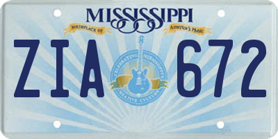 MS license plate ZIA672