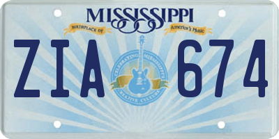MS license plate ZIA674