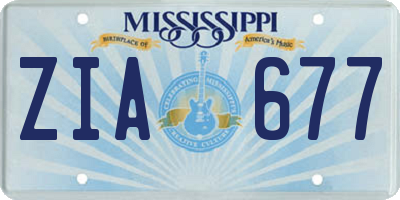 MS license plate ZIA677