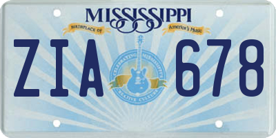 MS license plate ZIA678
