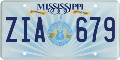 MS license plate ZIA679