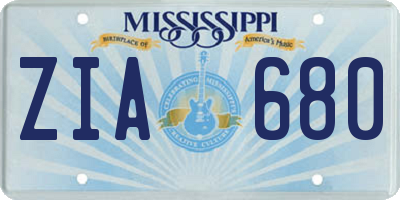 MS license plate ZIA680