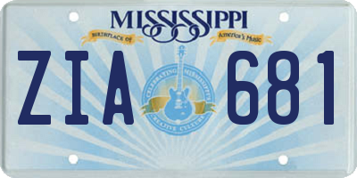 MS license plate ZIA681