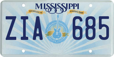 MS license plate ZIA685