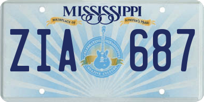 MS license plate ZIA687