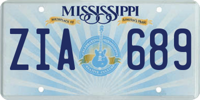 MS license plate ZIA689