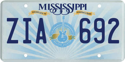 MS license plate ZIA692