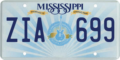 MS license plate ZIA699