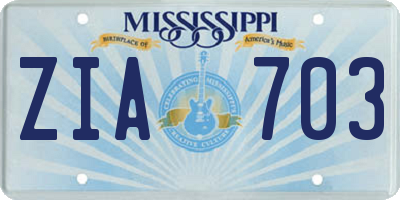 MS license plate ZIA703