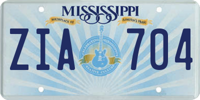 MS license plate ZIA704