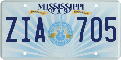 MS license plate ZIA705