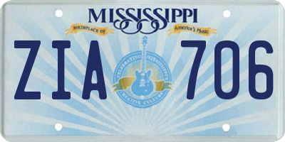 MS license plate ZIA706