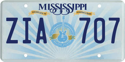 MS license plate ZIA707