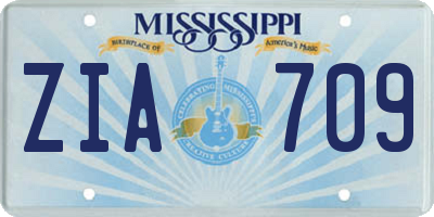 MS license plate ZIA709