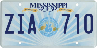 MS license plate ZIA710