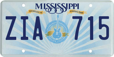 MS license plate ZIA715