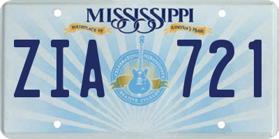 MS license plate ZIA721