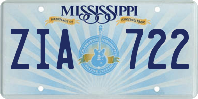 MS license plate ZIA722