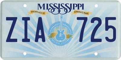 MS license plate ZIA725
