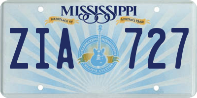 MS license plate ZIA727