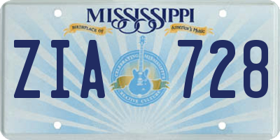 MS license plate ZIA728
