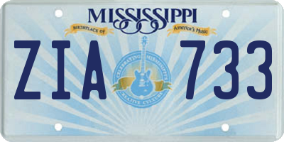 MS license plate ZIA733