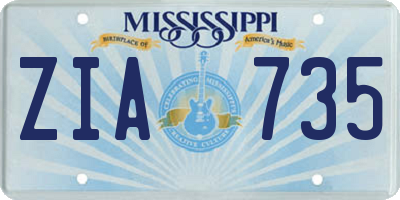 MS license plate ZIA735