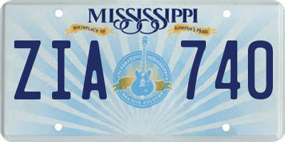 MS license plate ZIA740