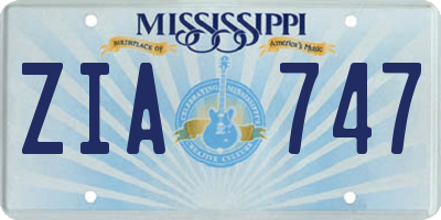 MS license plate ZIA747
