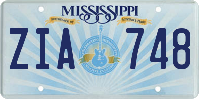 MS license plate ZIA748