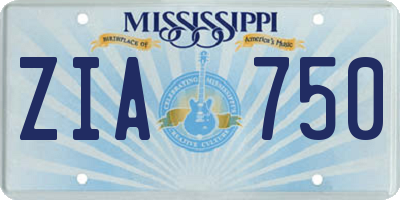 MS license plate ZIA750