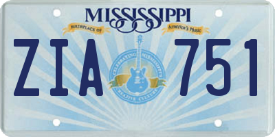 MS license plate ZIA751