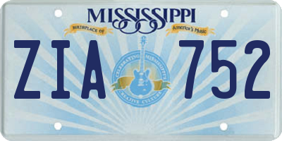 MS license plate ZIA752