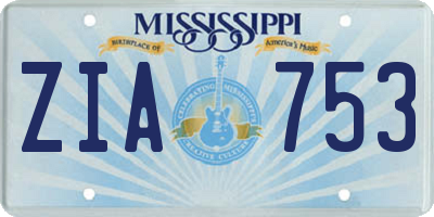 MS license plate ZIA753