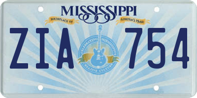 MS license plate ZIA754
