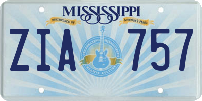 MS license plate ZIA757