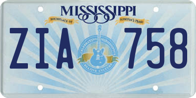 MS license plate ZIA758