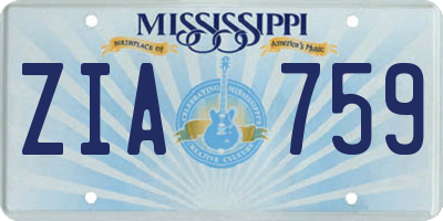 MS license plate ZIA759