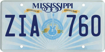 MS license plate ZIA760