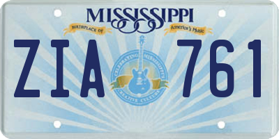 MS license plate ZIA761