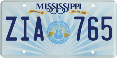 MS license plate ZIA765